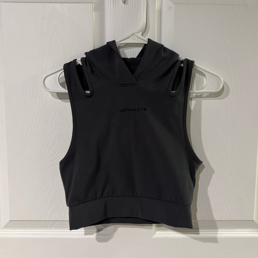 Alphalete dark gray crop top hood sleeveless